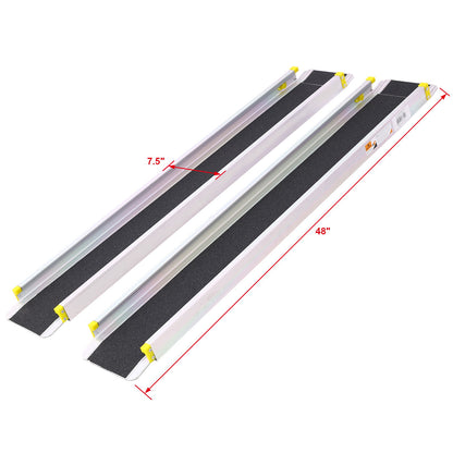 Premium Adjustable Telescoping Wheelchair Track Ramps Aluminium - Silver