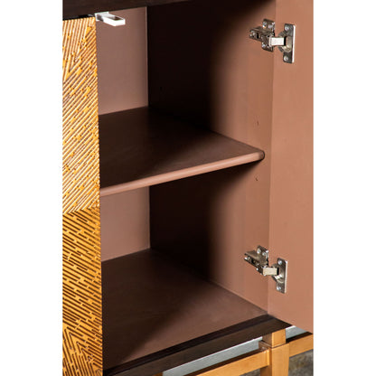 Capri - 4 Door Accent Cabinet - Brown / Gold