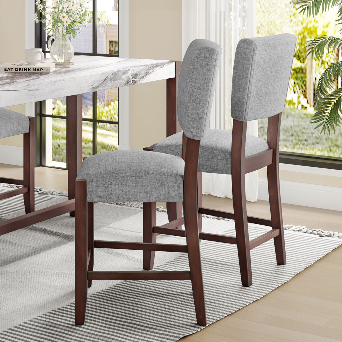 Mid Century Modern Bar Stools, Upholstered Counter Chairs