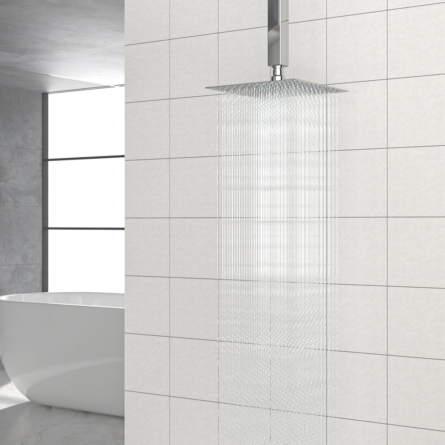 8" Square Rain Shower Head, Ceiling / Wall Mount Stainless Steel Bath Fixture