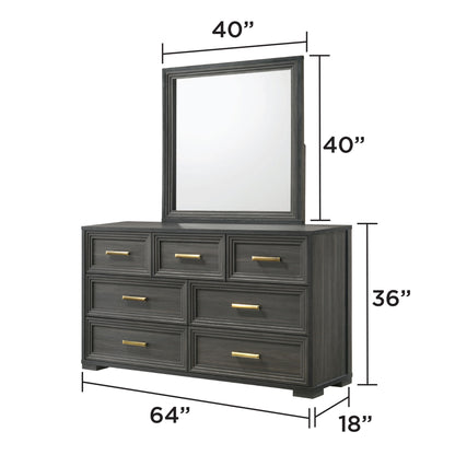 Colorado - Square Mirror (Dresser Not Included) - Charcoal