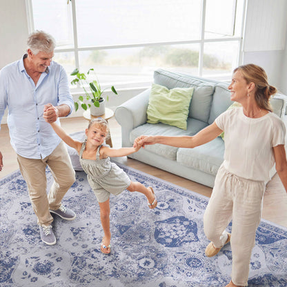 Maval - 8' X 10' Washable Area Rug - Blue