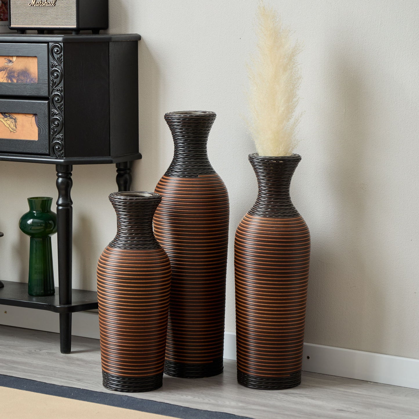 Classic And Neat Floor Vase, High Independent Flower Stand (Set of 3)