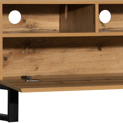 TV Stand For 80'' TV With Double Storage Space, Media Console Table With Drop Down Door