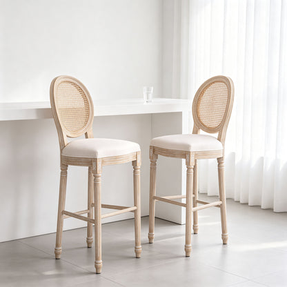 French Country Bar Chairs With Round Back (Set of 2)