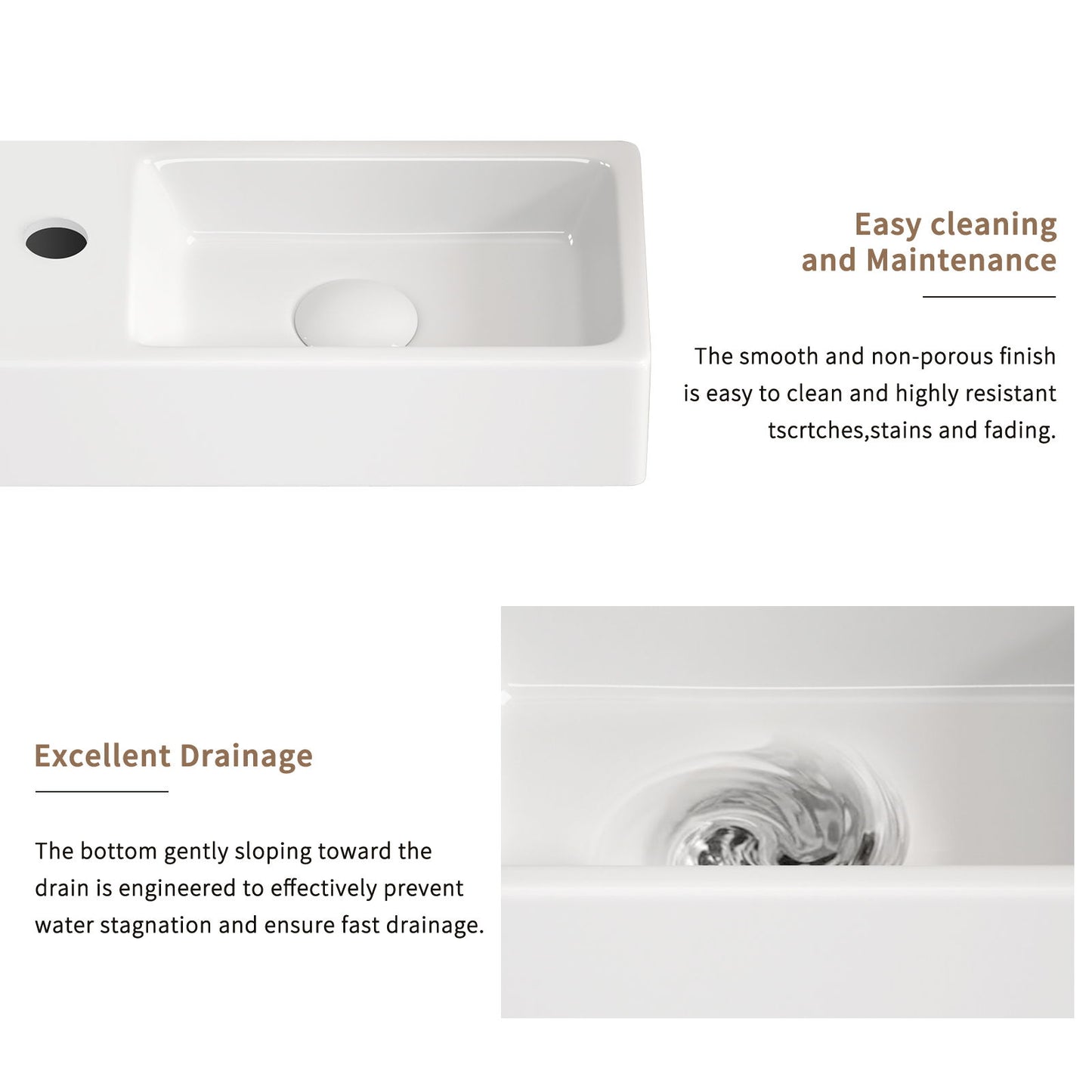 Wall Mounted Bathroom Sink With Faucet And Drain