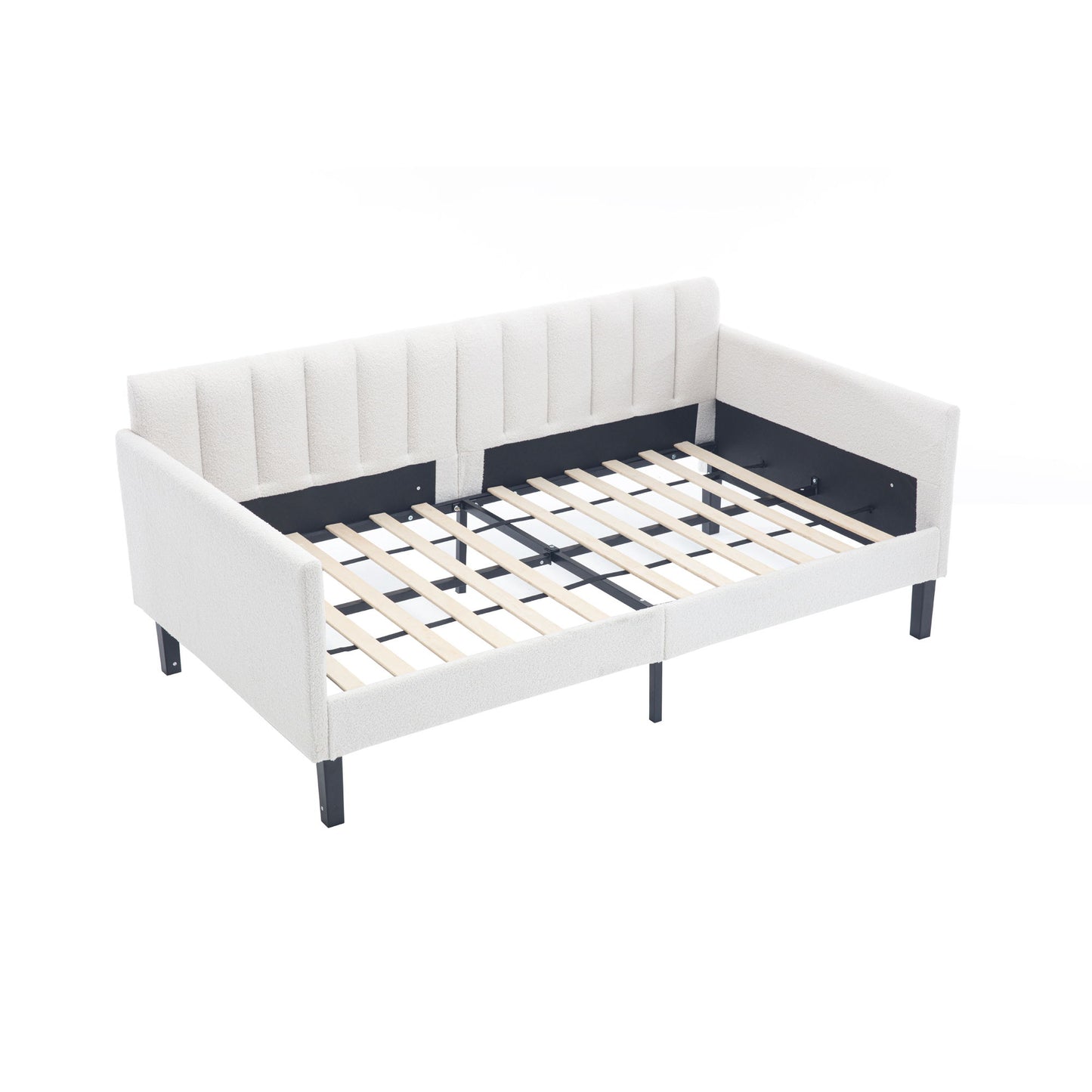 Elena - Boucle Upholstered Daybed, Ribbed Tufted Backrest