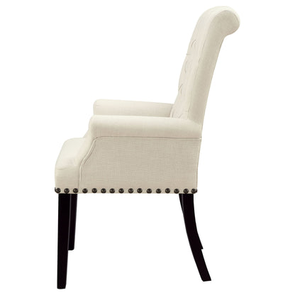 Vaughn - Upholstered Dining Chair With Tapered Legs And Nailhead Trim - Beige