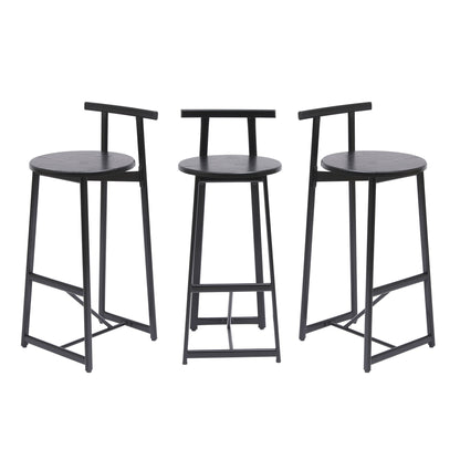 Modern Bar Stools With Backrest For Kitchen (Set of 3)
