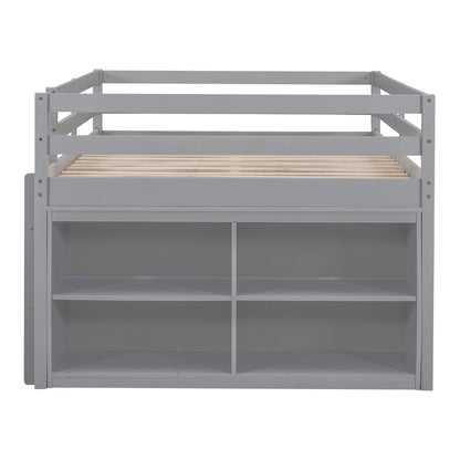 Loft Bed With Retractable Writing Desk And 4 Drawers, With Lateral Portable Desk And Shelves