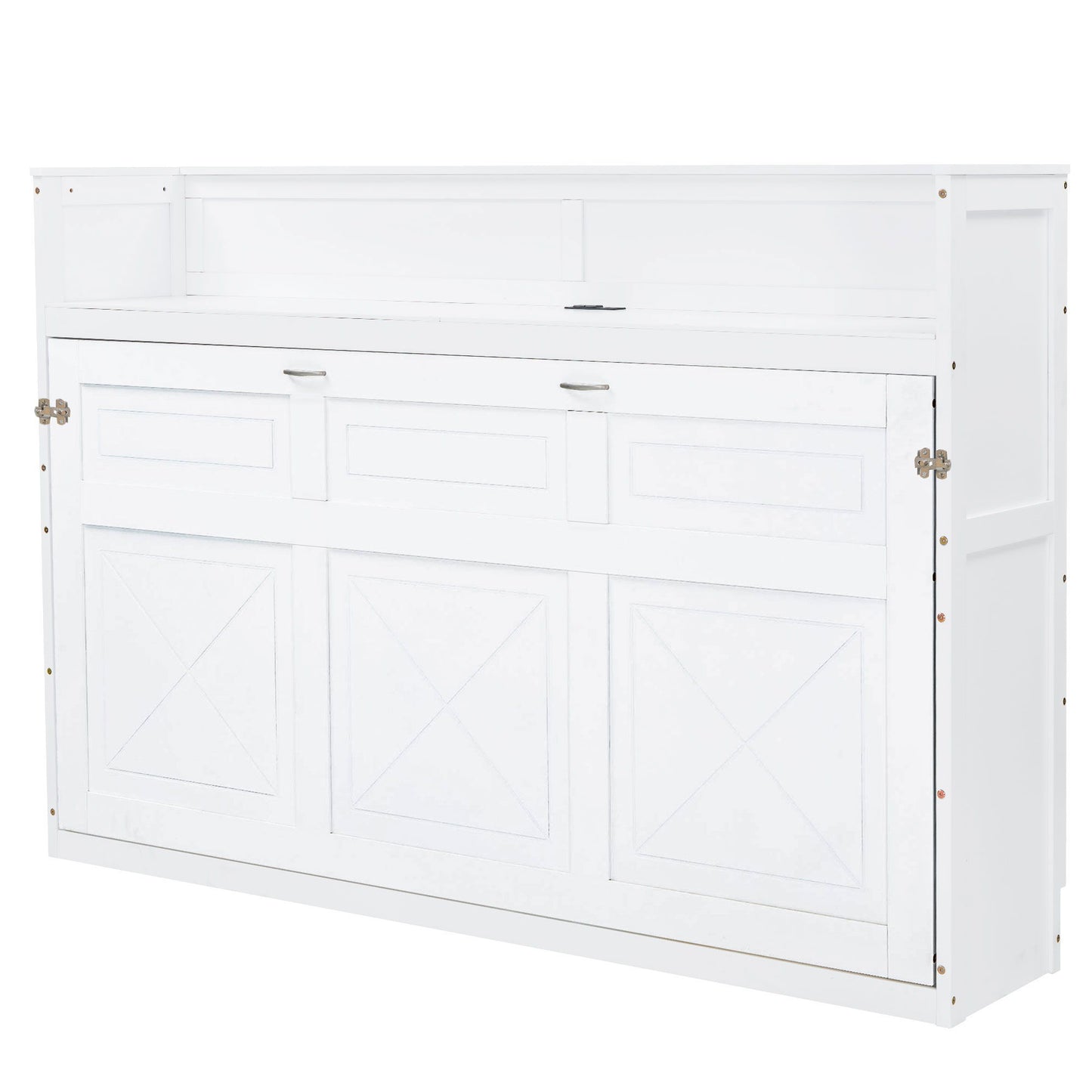 Murphy Bed With Desk, LED Light And USB Charging Station