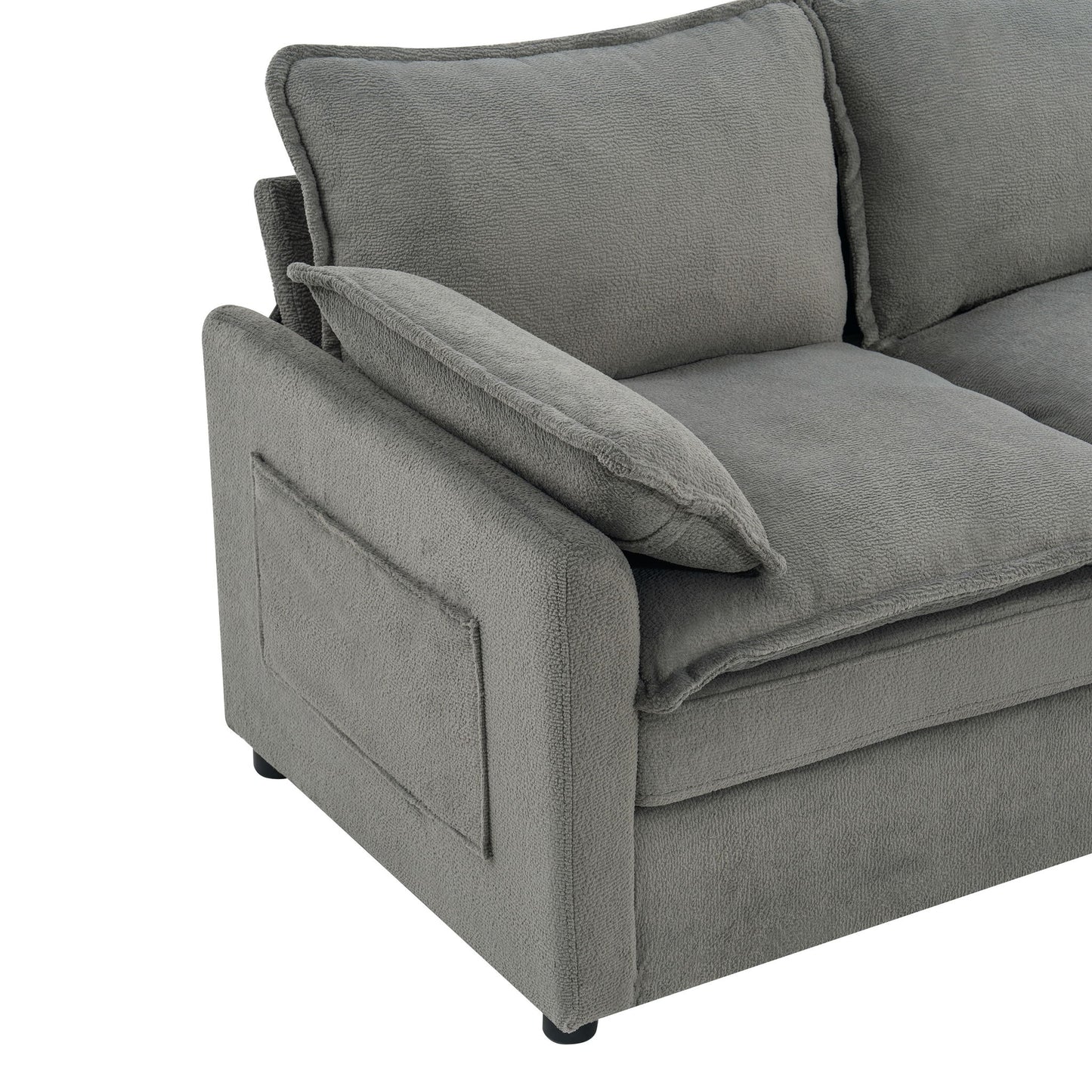 Modern Loveseat Sofa, Upholstered Couch With Side Storage Pockets
