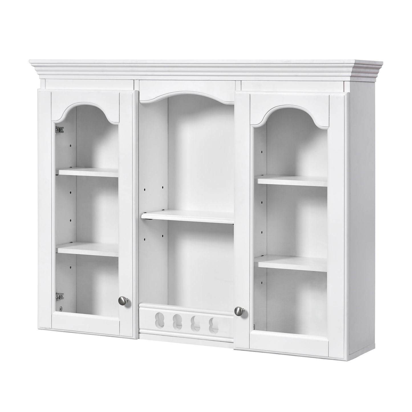 Wall-Mounted Medicine Cabinet With 2 Glass Doors, Adjustable Shelves - White