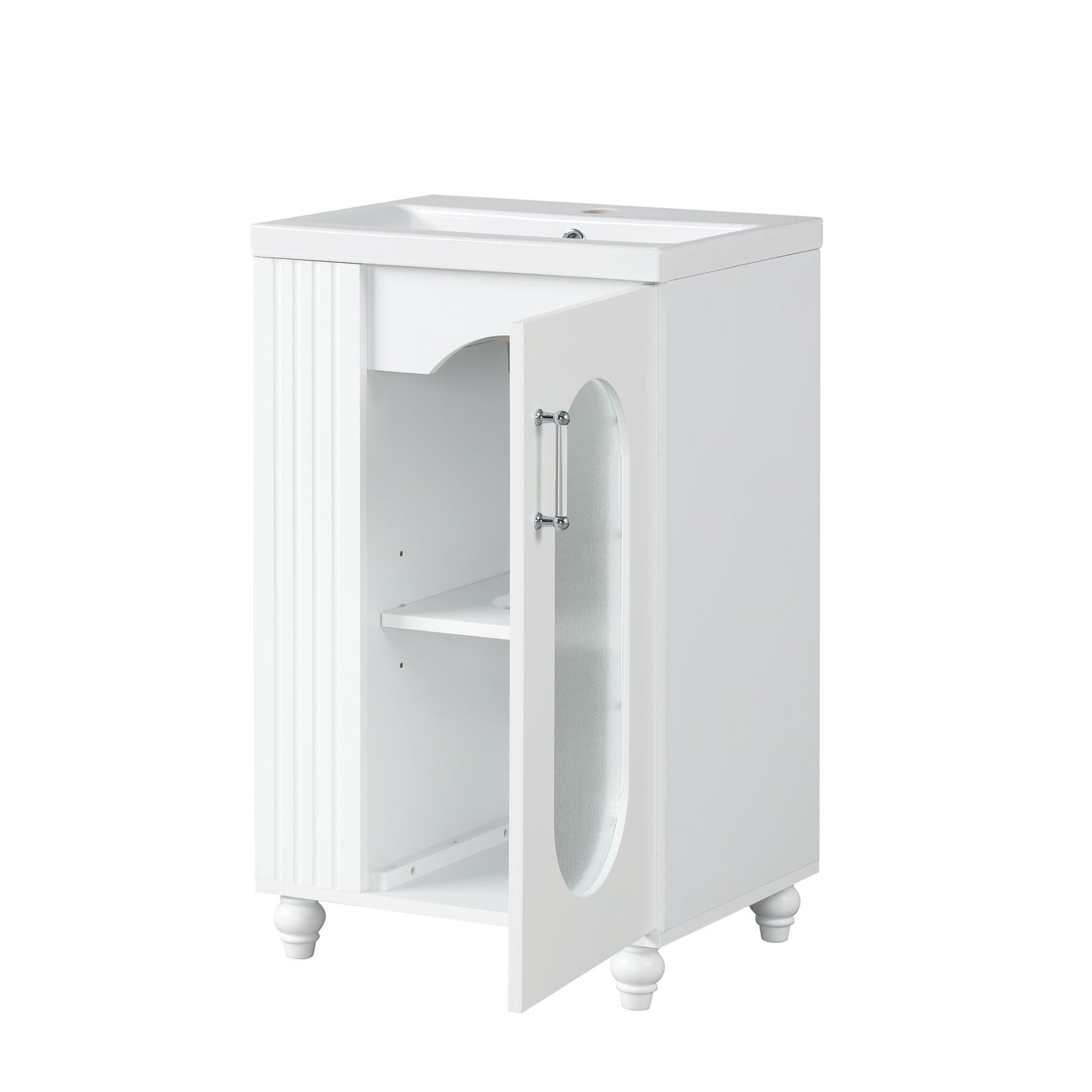Modern Bathroom Vanity With Sink, Adjustable 2 Tier Shelf