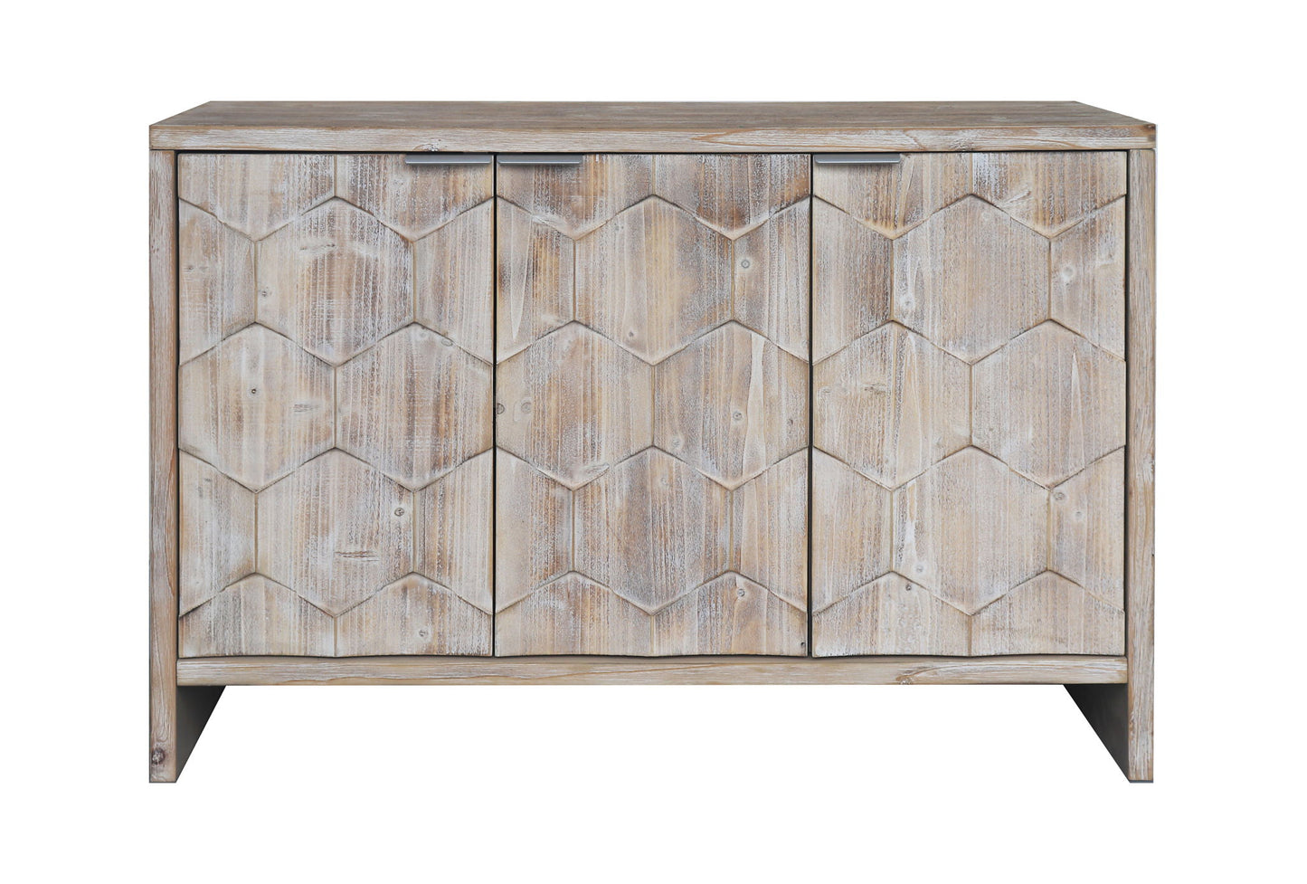 Accent Cabinet Farmhouse Style 3 Door Wooden Cabinet Sideboard Buffet Server Cabinet Storage Cabinet, For Living Room - Natural Wood Wash