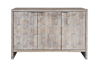 Accent Cabinet Farmhouse Style 3 Door Wooden Cabinet Sideboard Buffet Server Cabinet Storage Cabinet, For Living Room - Natural Wood Wash