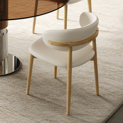 Round Dining Table With Tempered Glass Top - Brown
