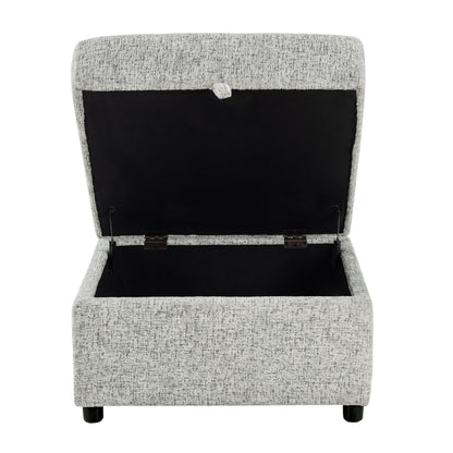 Emiliano - Sectional Sofa With 3 Pillows And Storage Ottoman - Nickel
