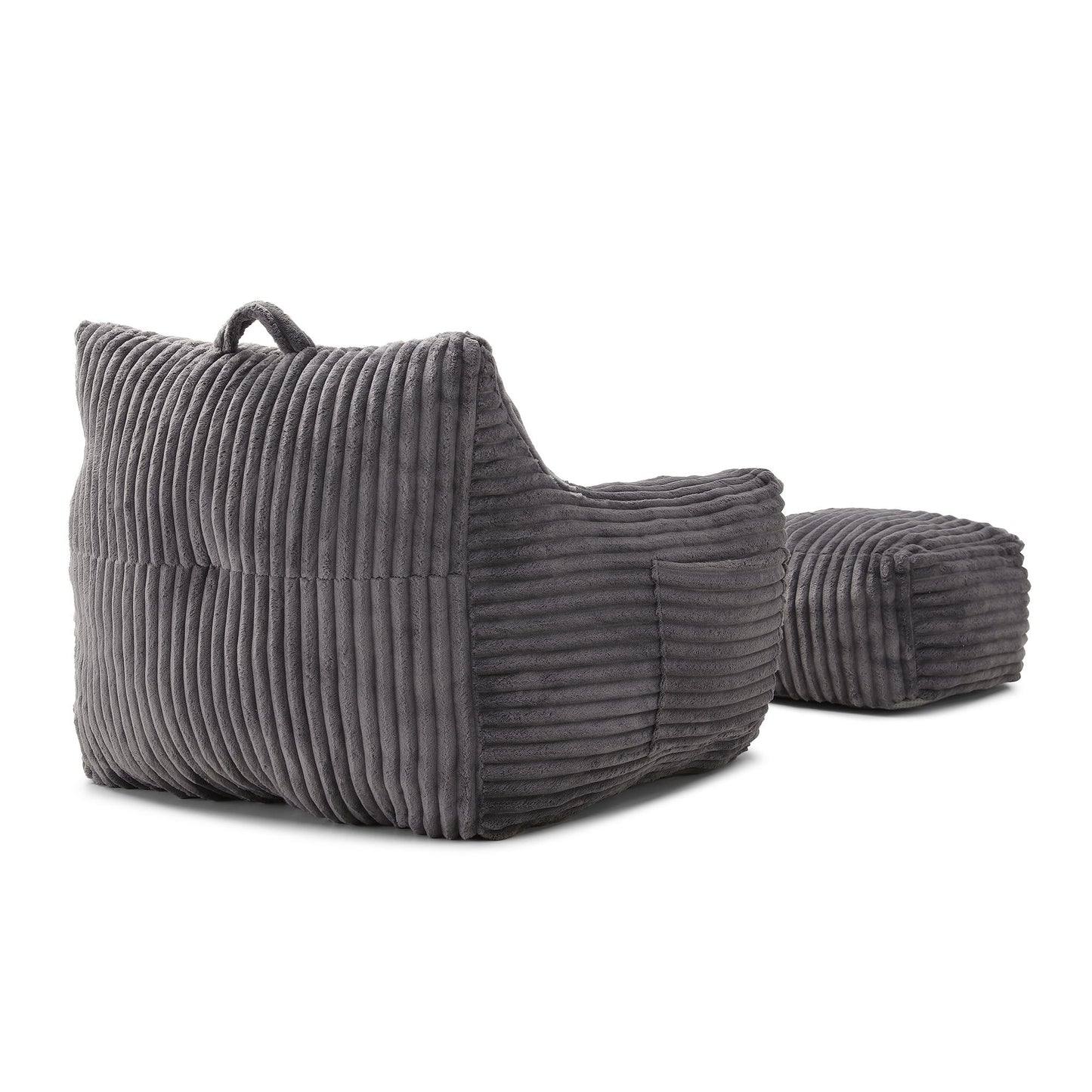 Giant Bean Bag Chair With Armrests And Footstool