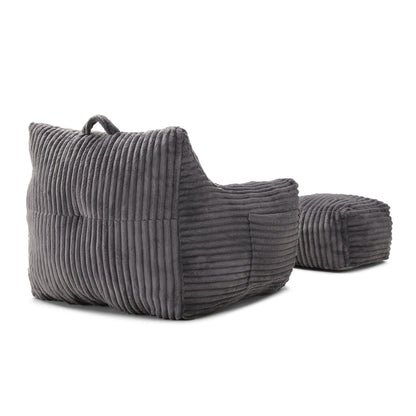 Giant Bean Bag Chair With Armrests And Footstool