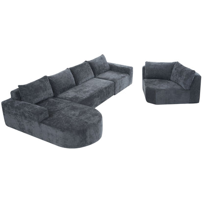 U-Shaped Oversized Modular Cloud Sectional Sofa With Deep Seat For Living Room