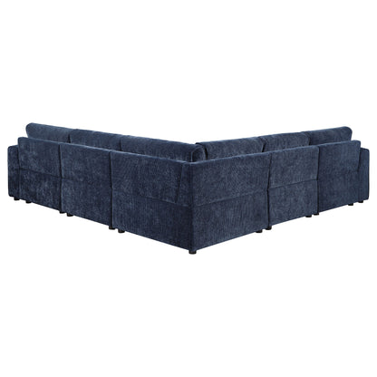 Azure - 5 Piece Upholstered Modular Sectional Sofa - Blue