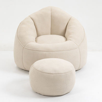 Bedding Bean Bag Sofa Chair High Pressure Foam With Footrest