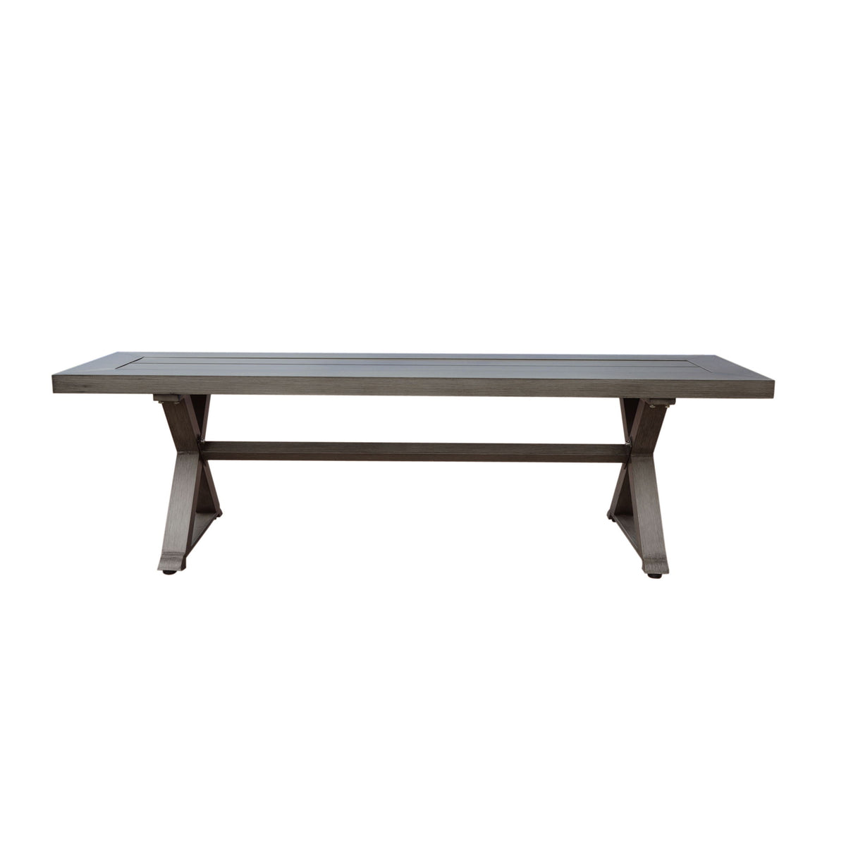 Modern Aluminum Outdoor Dining Bench With X Base - Dark Gray