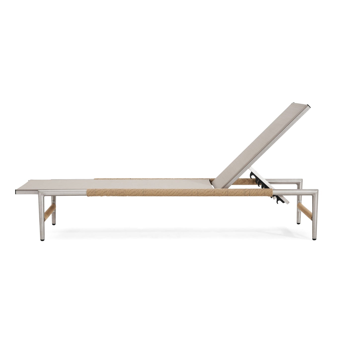Hargrove - Outdoor Patio Aluminun Chaise Lounge, Outdoor Mesh Seat - Natural / Silver