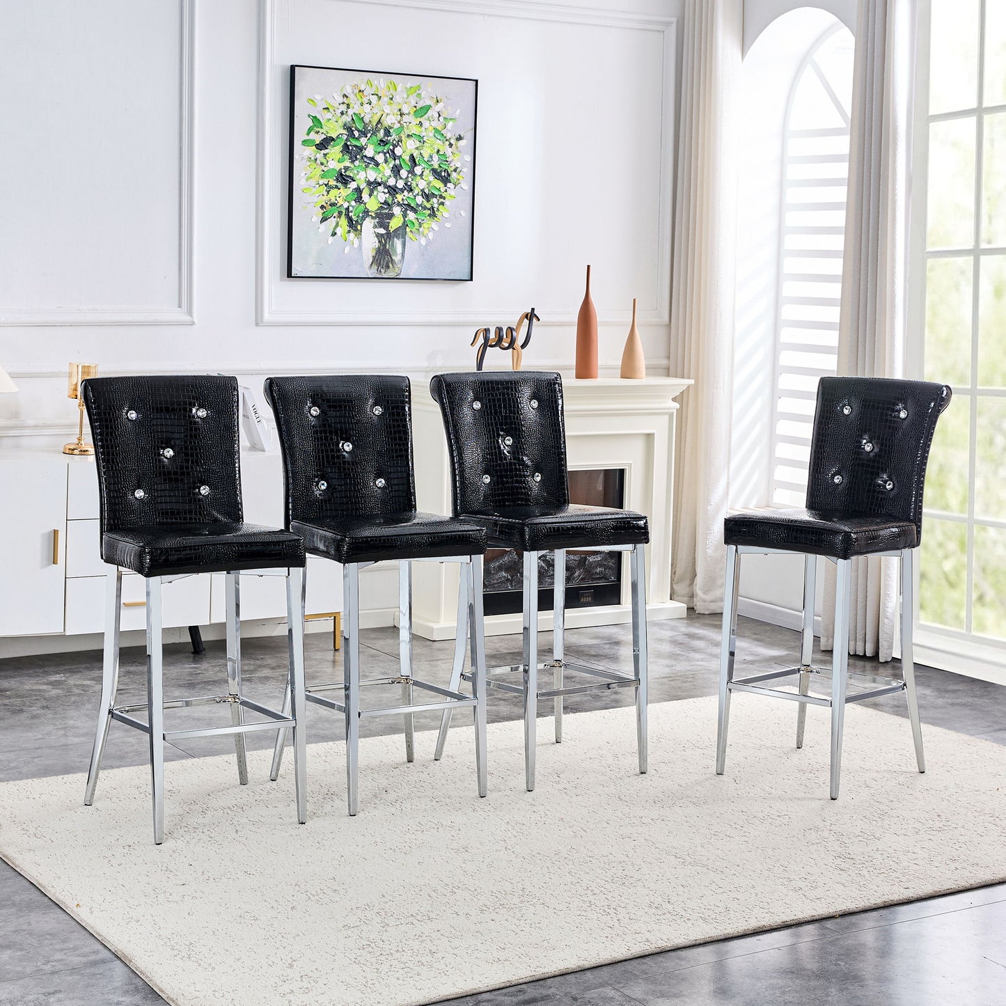 Bar Chairs & Crystal Clasp Design (Set of 2)