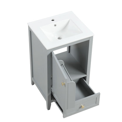 Bathroom Vanity With Sink, Soft Closing Cabinet Door, Storage Rack And Drawer