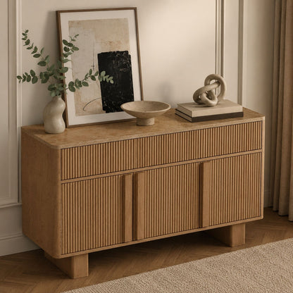 Curved Credenza, Wide Storage Cabinet For Dining Room