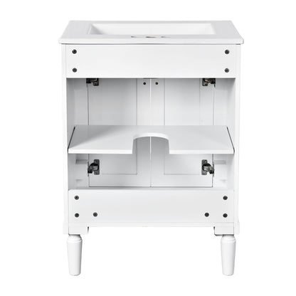 Bathroom Vanity With Top Sink, 2 Tier Storage Cabinet