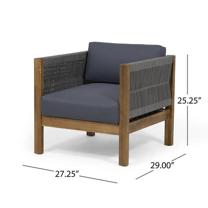 Charlotte - Outdoor And Rope 4 Seater Chat Set With Cushions - Teak
