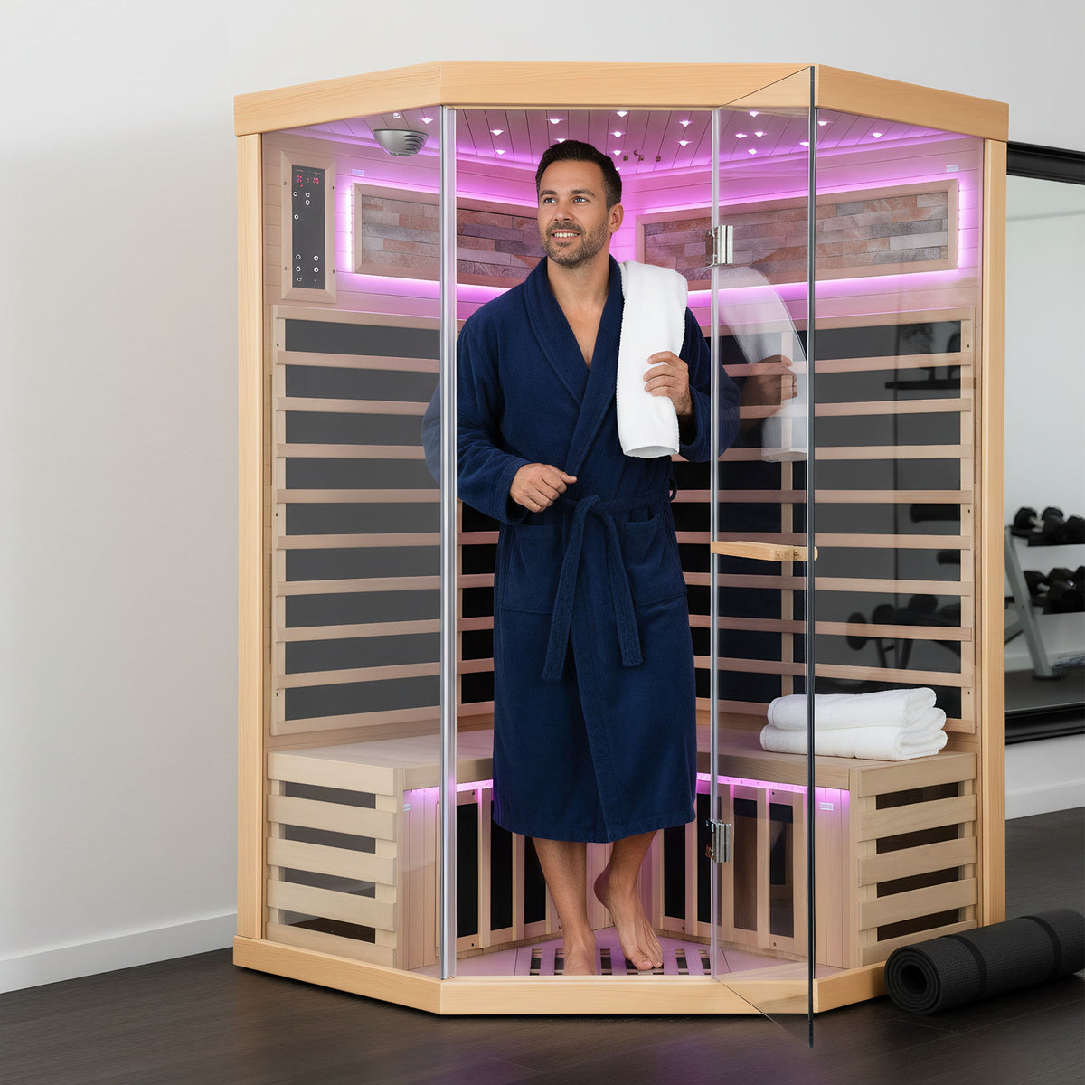Double Sauna Room With Carbon Heating Plates - White Oak
