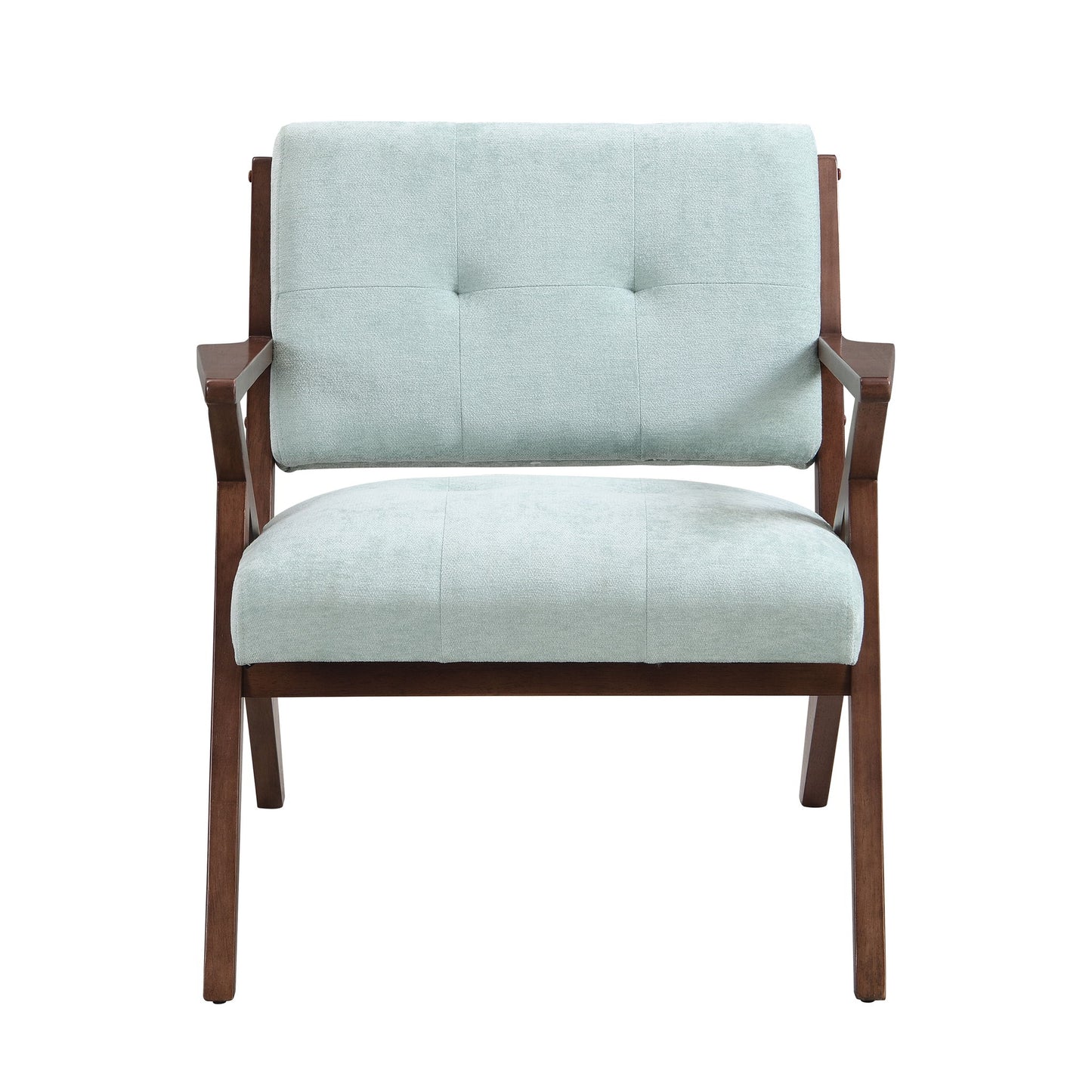 Modern Accent Chair With Plush Cushions, Angled Arm Design - Green