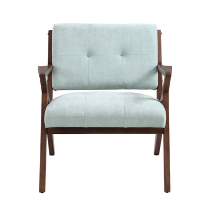 Modern Accent Chair With Plush Cushions, Angled Arm Design - Green