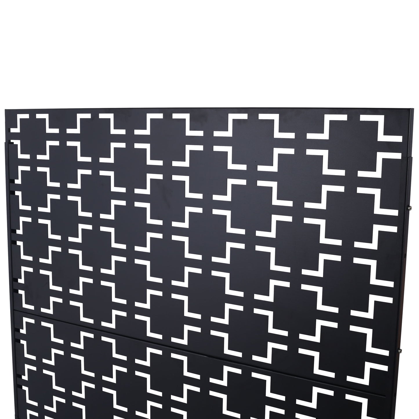 Outdoor / Indoor Privacy Screen Metal Privacy Screen, Freestanding Decorative Privacy Screen For Deck Balcony Patio - Black