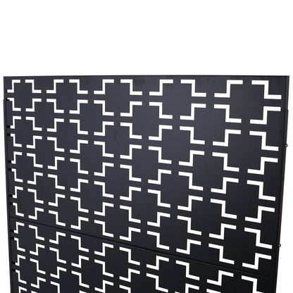 Outdoor / Indoor Privacy Screen Metal Privacy Screen, Freestanding Decorative Privacy Screen For Deck Balcony Patio - Black