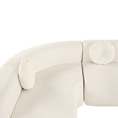 Extra Large Sectional Sofa Soft Fabric Upholstery, Elegant Curved Design With 3 Round Cushions, High - Resilience Foam For Ultimate Comfort - Beige