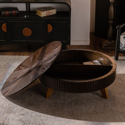 Round Retro Coffee With Solid Wood Legs