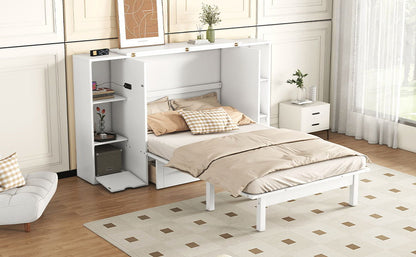 Murphy Bed With Shelves, Drawers And USB Ports