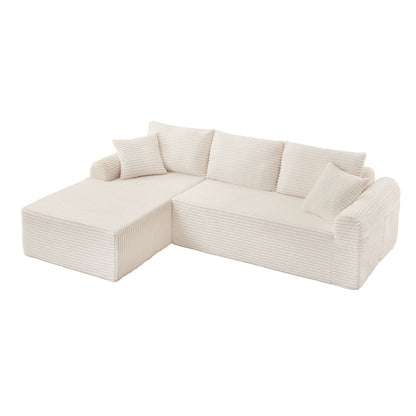 Modular Sectional With Arched Armrests, Includes 3 Back Cushions & 2 Throw Pillows