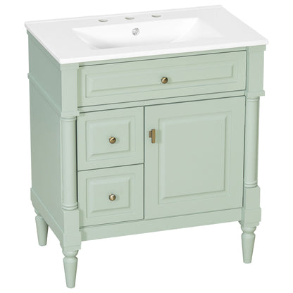 Modern Bathroom Vanity With Sink, Freestanding Cabinet With Flip Drawer & Adjustable Shelf