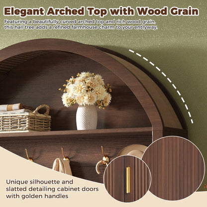 Arched Top Hall Tree With 5 Hooks