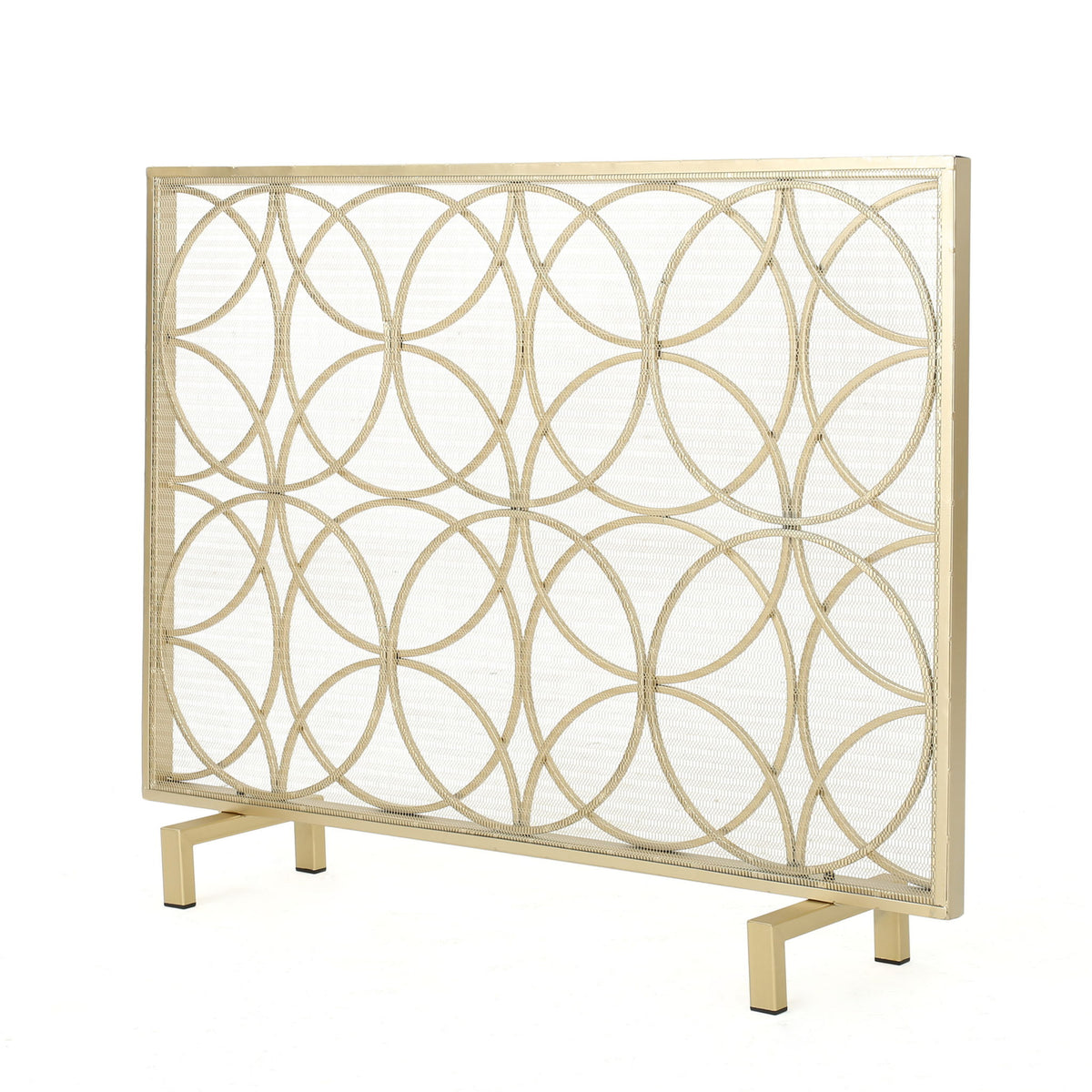 Thayer - Single Panel Iron Fireplace Screen With Geometric Design