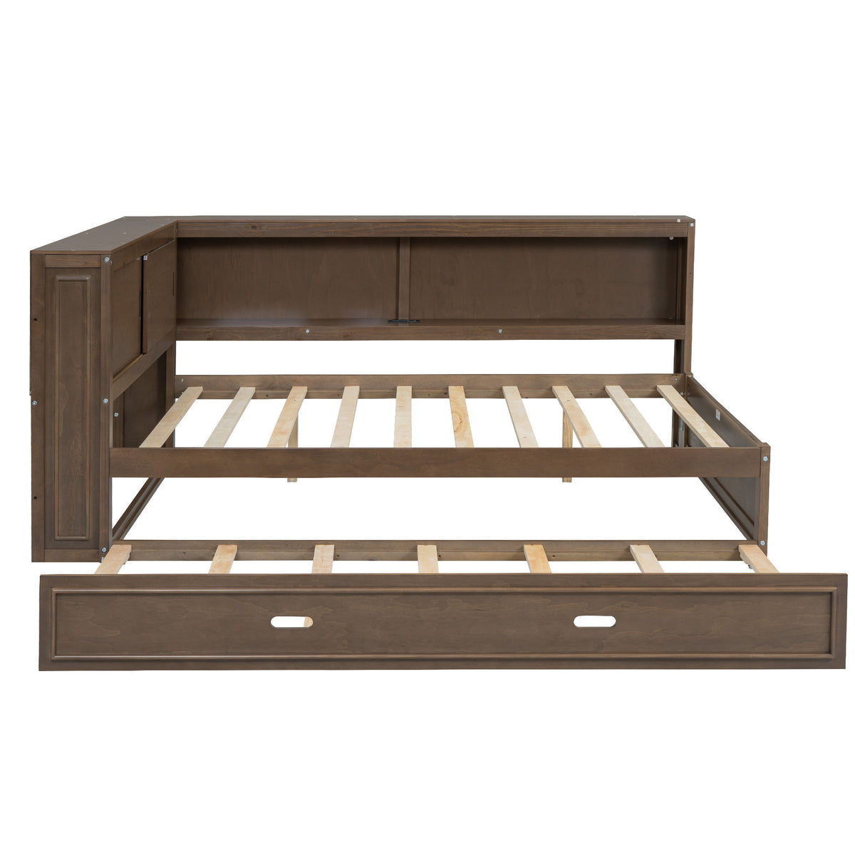Daybed With Storage Shelves, LED, USB, And Trundle