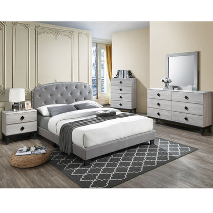 Button Tufted Bed With Nailhead Trim