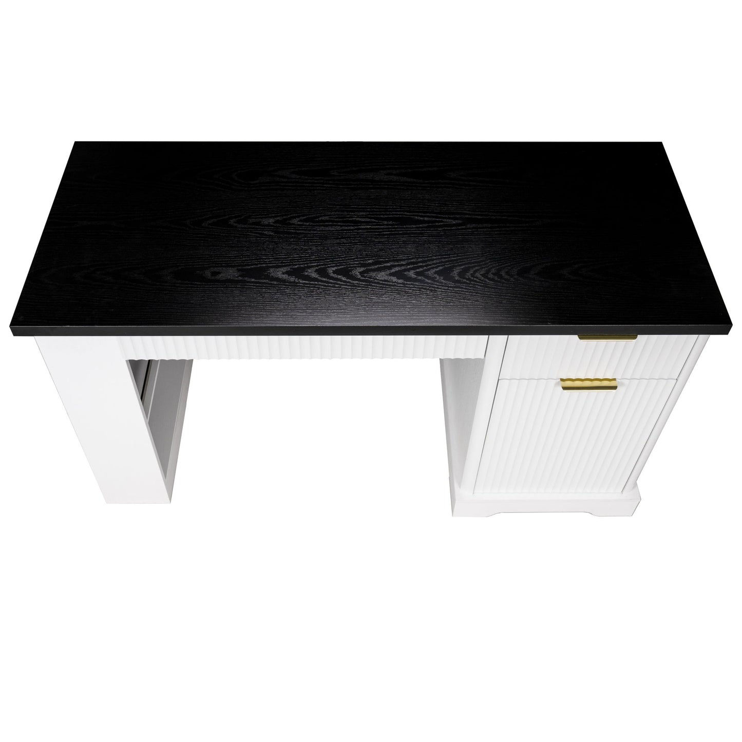 Modern Fluted Office Desk With Storage Cabinet