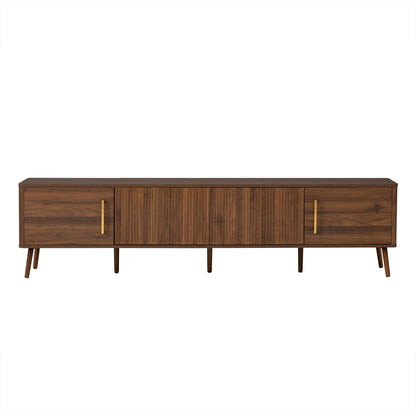 TV Stand For TVs Up To 85" With Fluted Door, Cable Management, Soft-Closing Hinges - Walnut